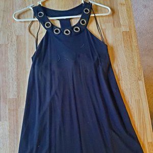 INC Black and Gold Mini Dress Gold Hardware M